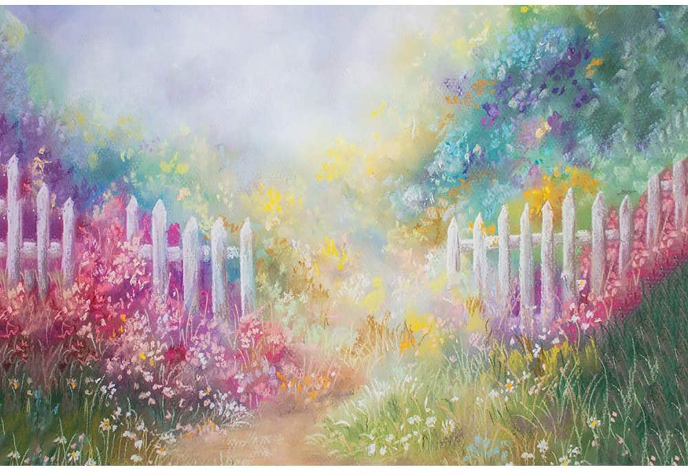 Watercolor Painting Colorful Flowers Garden Backdrop for Photo Studio