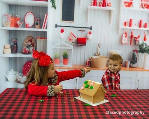 Christmas Kitchen Backdrop UK White Wall for Photography DBD-H19149