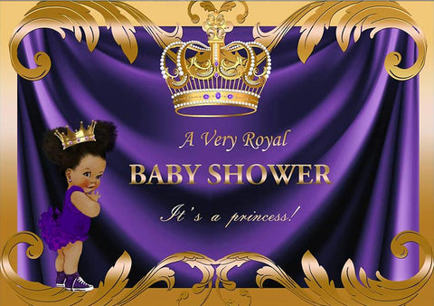 Baby Shower backdrop UK Purple Background for Girl BA11