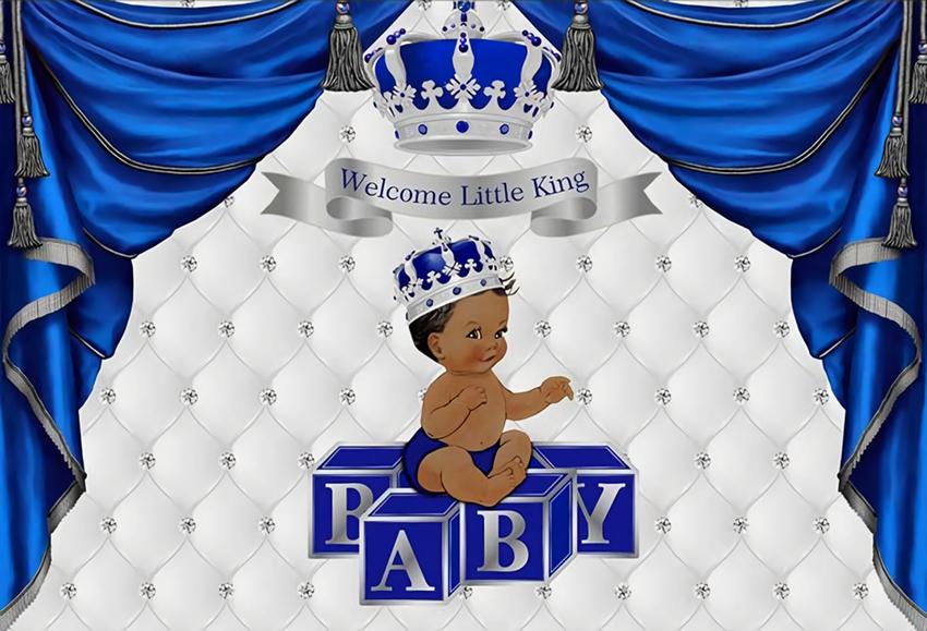 Baby Shower Sapphire Blue Curtain backdrop UK for Boy BA25