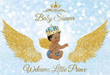 Baby Shower Baby Boy Welcome Little Prince Golden Wings backdrop UK BA32