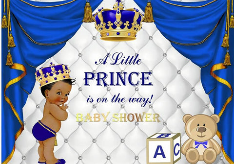 Baby Shower Baby Boy Blue Curtain Little Prince backdrop UK BA34