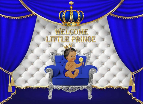 Baby Shower Baby Boy Royal Blue Curtain Little Prince backdrop UK BA38