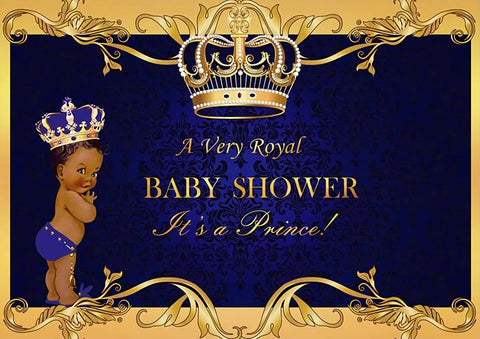 Baby Shower Baby Boy Diamond Crown Royal Blue backdrop UK BA41