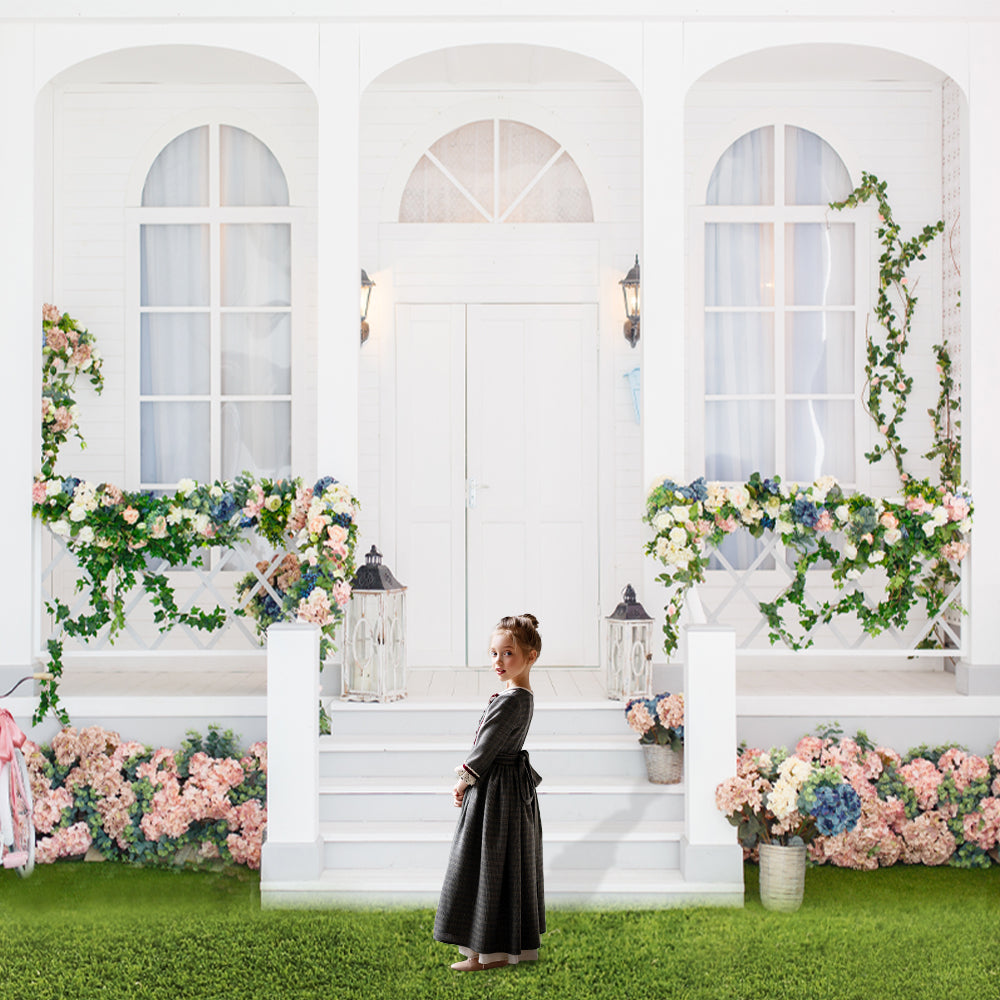 House Doorway Flowers Decorated Door Backdrop D1019