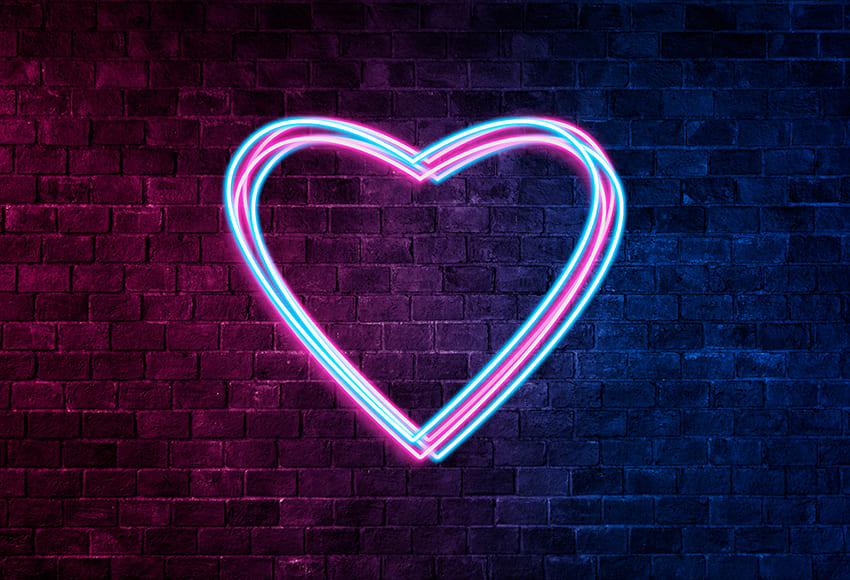 Neon Light Love Hearts Valentine Backdrop