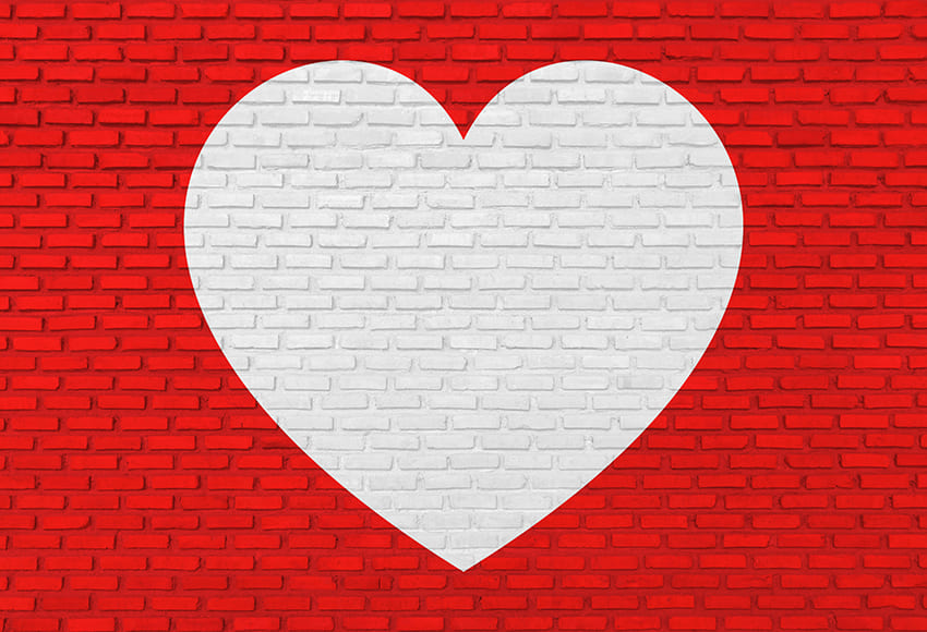 Red Brick Wall Love Heart Valentine Backdrop 