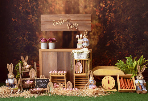 Easter Shop Bunny Egg Photo Studio Backdrop UK D1059