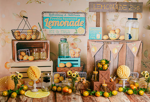 Lemonade Stand Summer Fresh Lemon Backdrop UK D1062