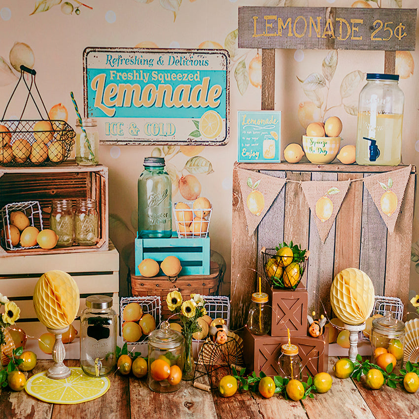 Lemonade Stand Summer Fresh Lemon Backdrop UK D1062