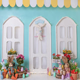 Easter Flowers Bunny Shop Window Backdrop UK D1072
