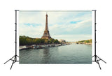 Paris Eiffel Tower Seine Backdrop UK for Photo Studio D120