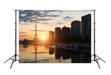 Eiffel Tower Backdrop UK Paris Sunset City Landscape Backdrop UK for Photo Booth D129