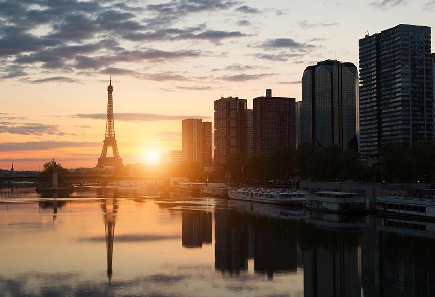 Eiffel Tower Backdrop UK Paris Sunset City Landscape Backdrop UK for Photo Booth D129