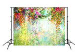 Abstract Flowers Watercolor Painting Spring Multicolored Flowers Backdrop UK D327