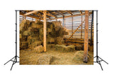 Rural Wooden Barn Interior Dry Hay Stacks Backdrop for Photography D423