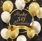 Custom 50th 60th 70th Birthday Party Gold Ballons Photography Backdrop D545