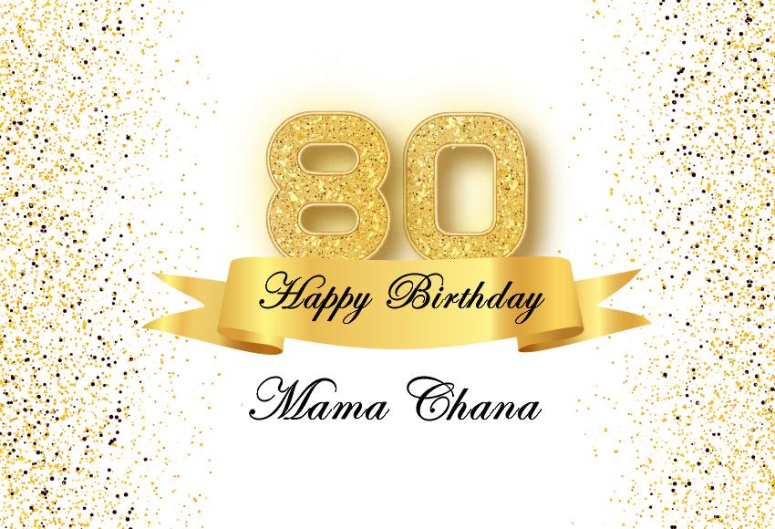 Personized 80th  Birthday Gold Banner Photo Booth Backdrop D601