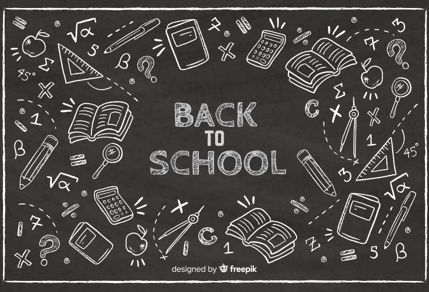 Back to School backdrop UK Chalk Drawing Chalkboard Showroom D642