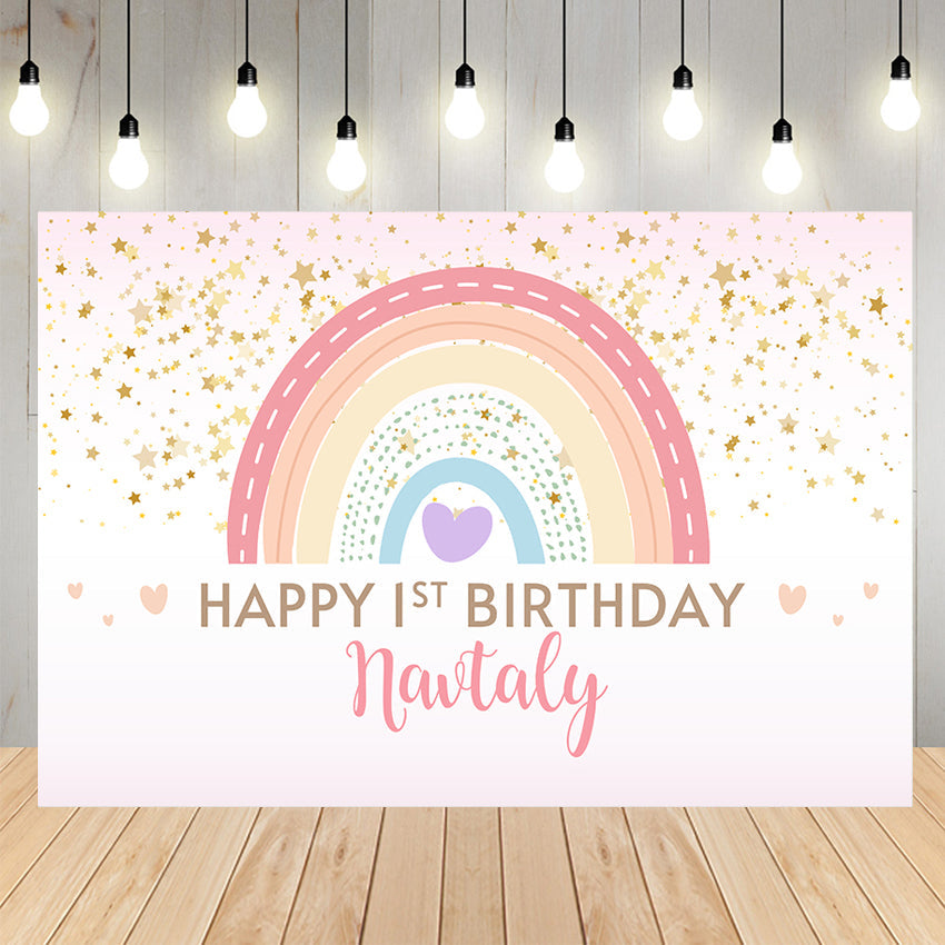 Boho Rainbow 1st Birthday Party Photography Backdrop