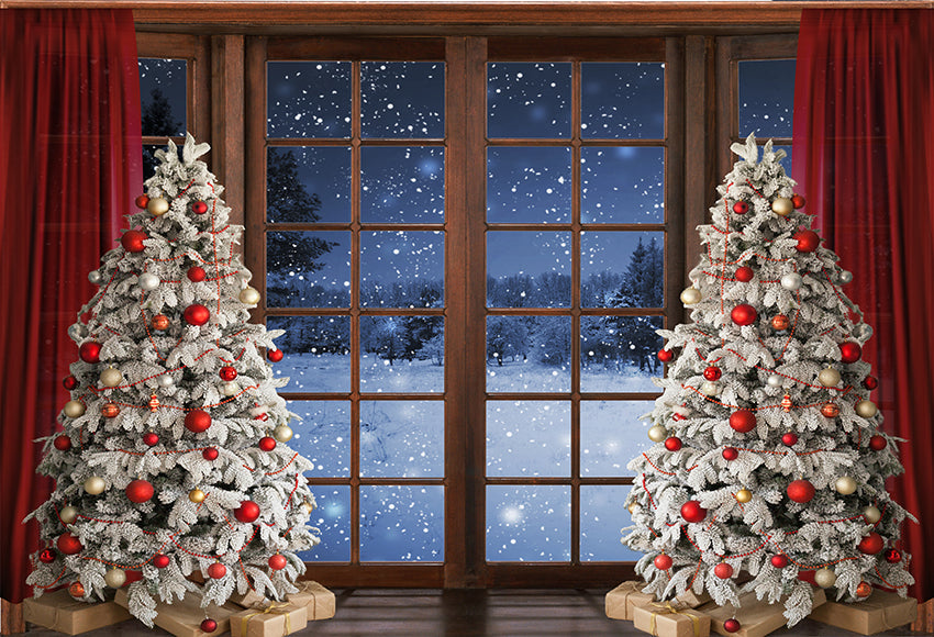 Christmas  Winter Snow Window Backdrop for Photography