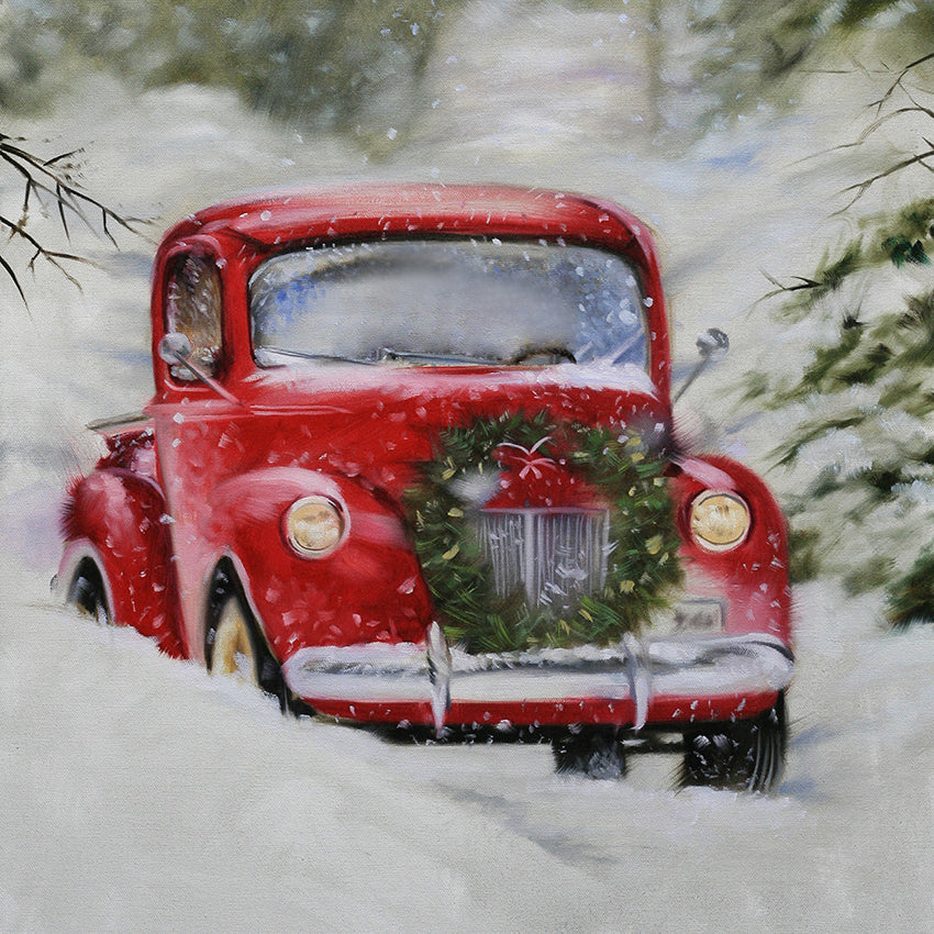 Christmas Red Truck Snow Backdrop for Photography D828 – Dbackdropcouk