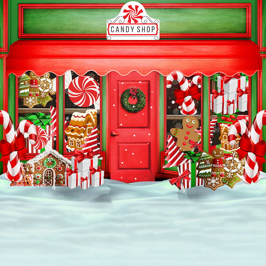 Candy Shop Christmas Holiday Winter Backdrop