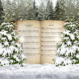  Christmas Tree and Musical Score Winter Snow UK Photography Backdrop