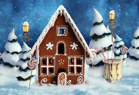Christmas Mud House Snow Backdrop for Photography UK