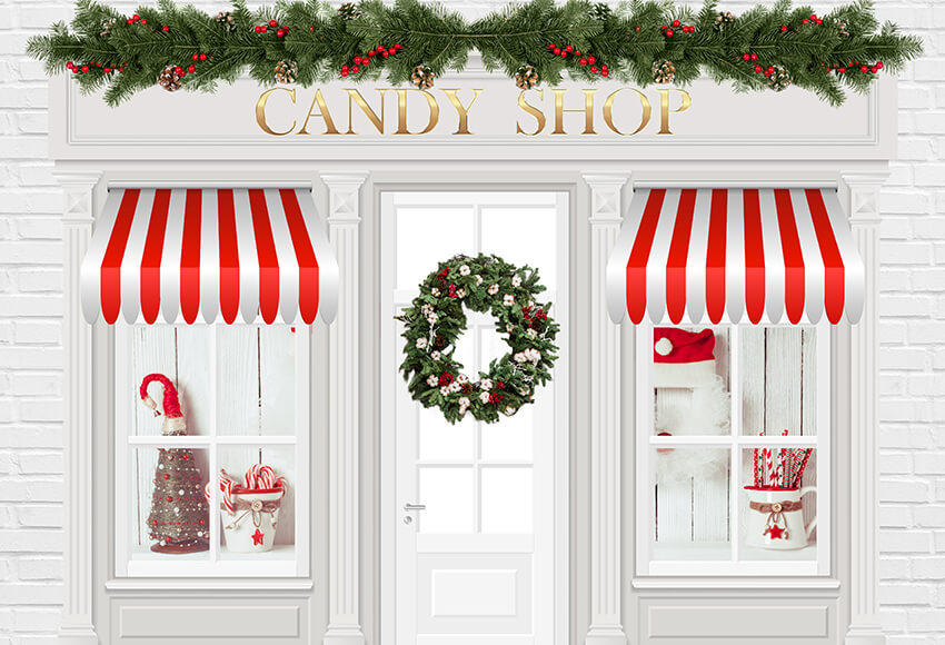 Christmas Candy Shop Decor Photography Backdrop UK D902