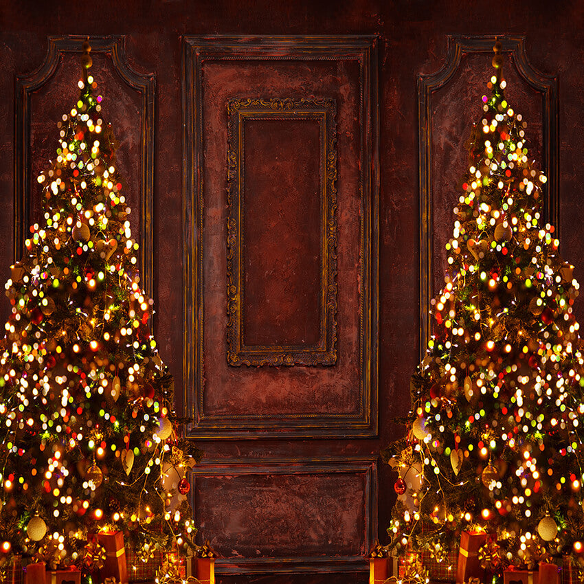 Retro Christmas Wall Trees Photography Backdrop D915 – Dbackdropcouk