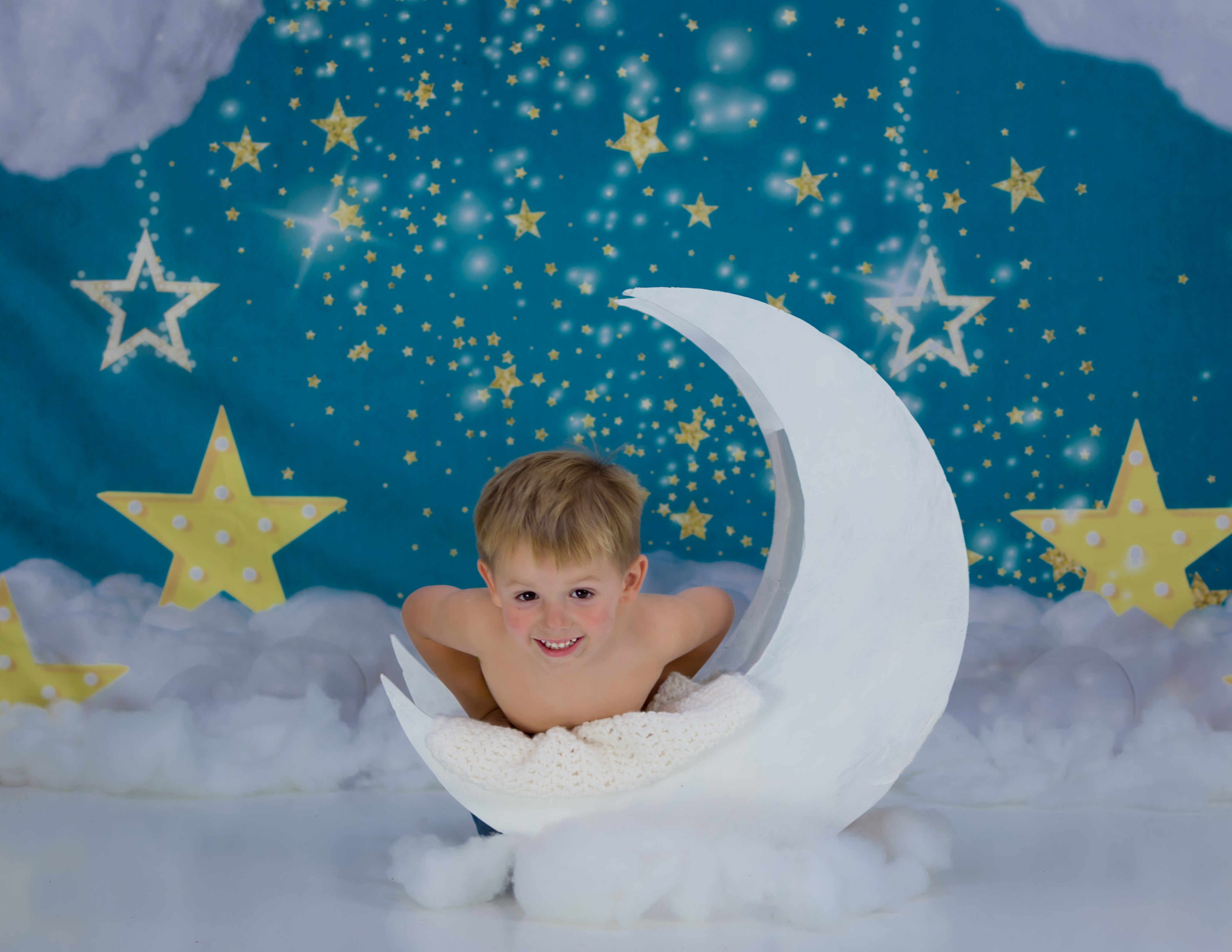 Twinkling Starts Clouds Birthday Cartoon Backdrop