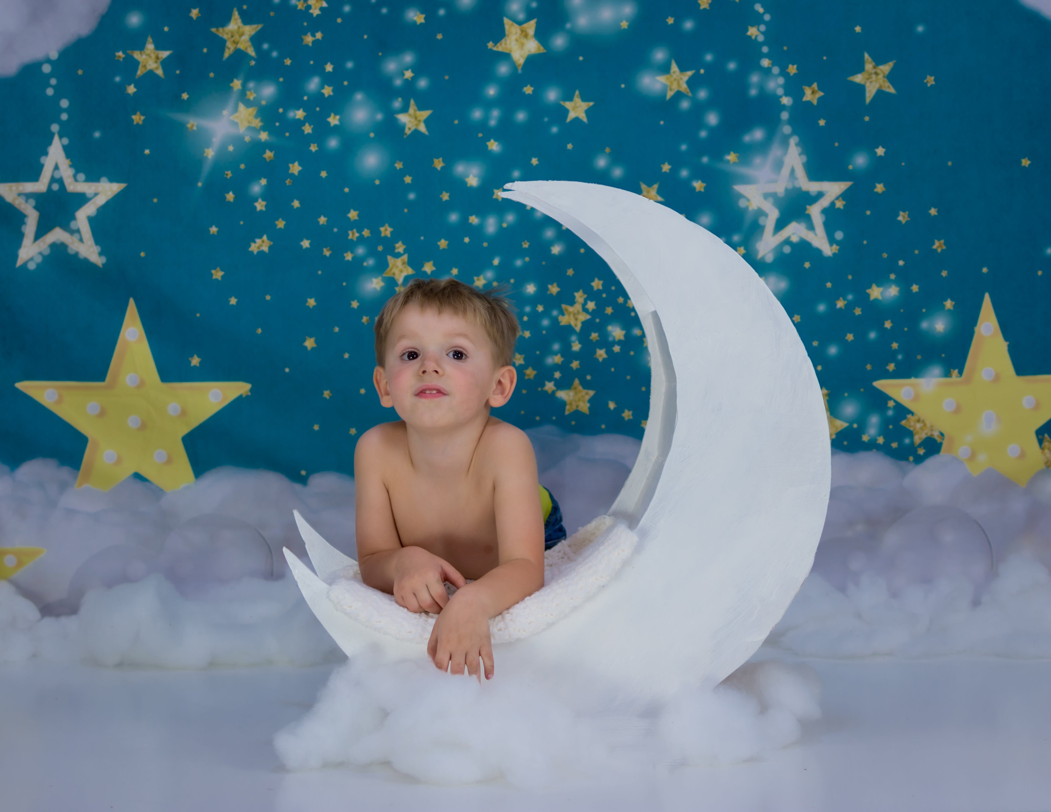 Twinkling Starts Clouds Birthday Cartoon Backdrop