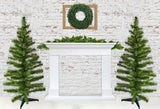 Brick Wall Christmas Tree Wreath Backdrop