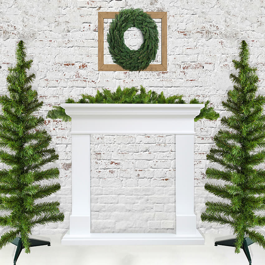 Brick Wall Christmas Tree Wreath Backdrop UK D934