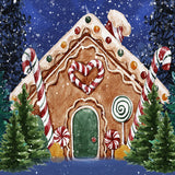 Hot Cocoa Gingerbread House Backdrop D946