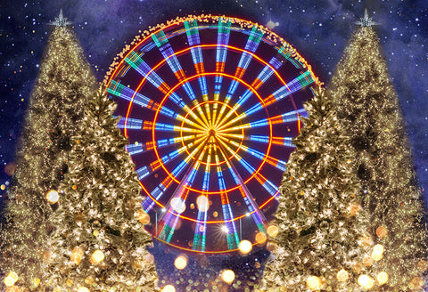 Ferris Wheel Christmas Tree Lights Backdrop