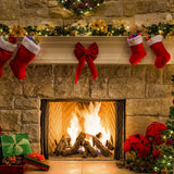 Christmas Fireplace Socks Gift Backdrop D954