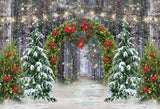 Winter Forest Christmas Tree Arch Backdrop