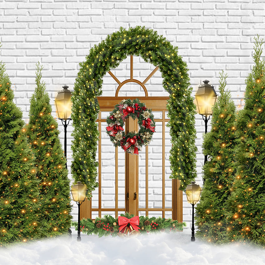 Christmas Tree Arch Door Photo Backdrop D973