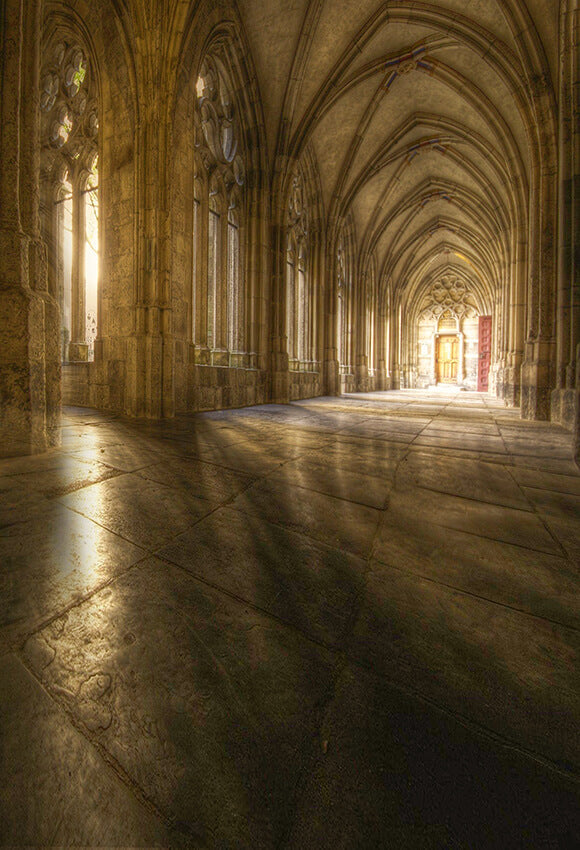 Retro Church Interior Corridor Photo Backdrop