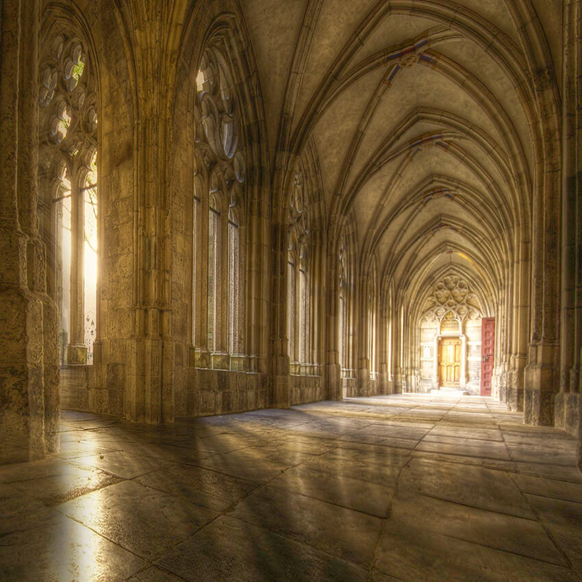 Retro Church Interior Corridor Photo Backdrop D994