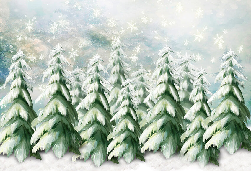 Snow Winter Fir Tree Photography Backdrop D997