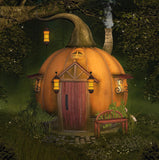 Forest House Pumpkins Halloween Backdrop UK DBD-19092
