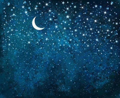 Night Sky Stars Moon Dark Blue Photo Backdrops