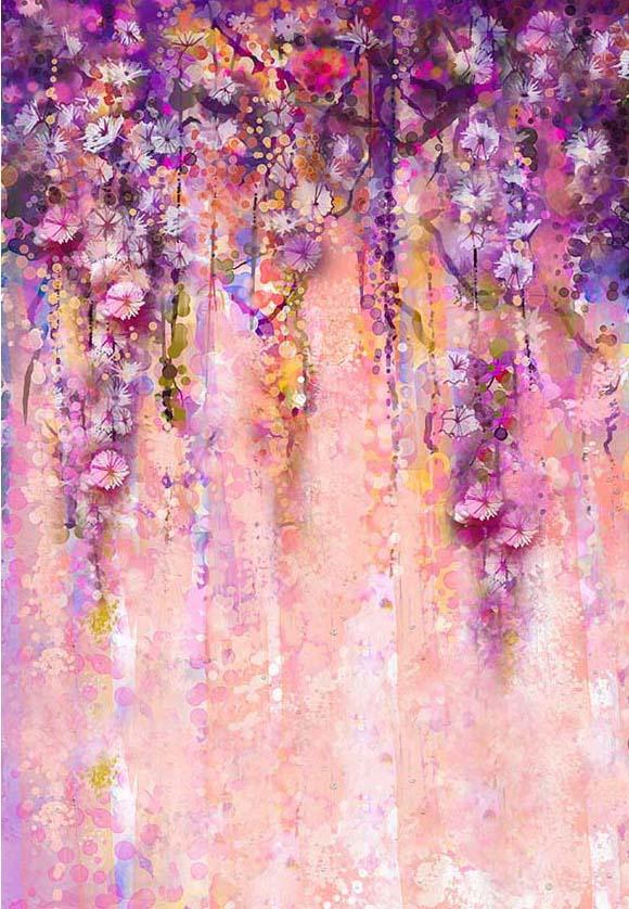 Watercolor Floral Abstract Photography Backdrop F-2446