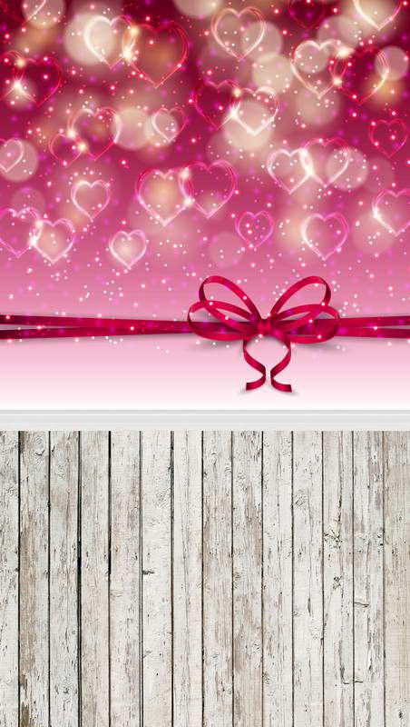 Valentine's Day Gift Love Heart Wood Floor Photo Booth Backdrop F-2969