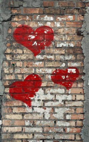 Love Heart Grunge Brick Wall Backdrop for Pictures