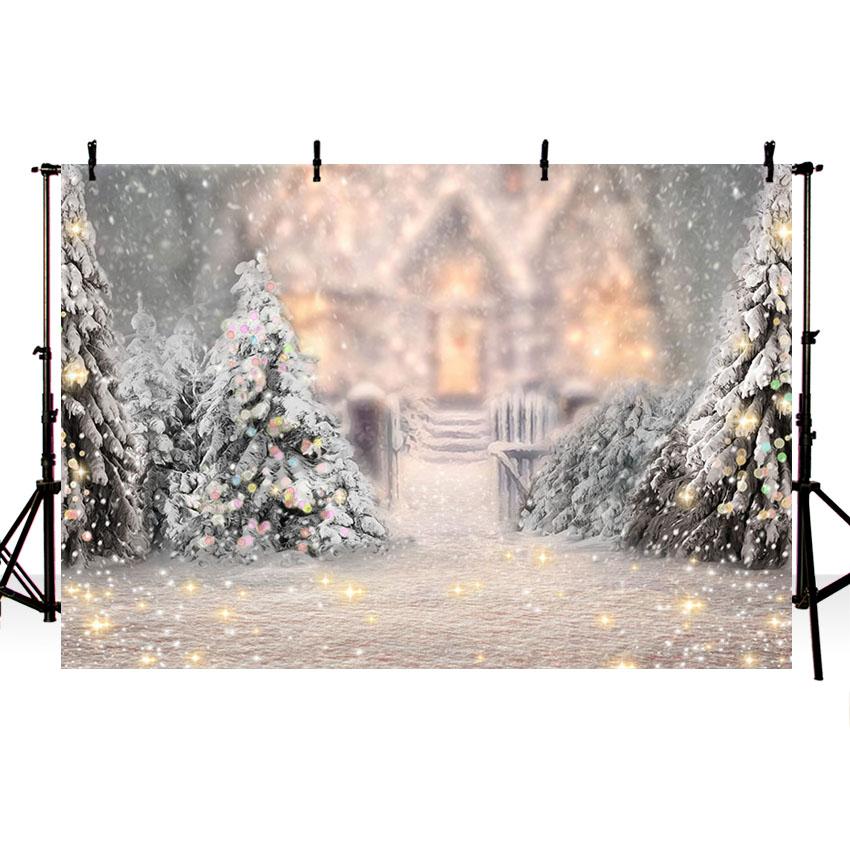 Winter Snow Christmas Tree Bokeh Photo Studio Backdrop G-1194