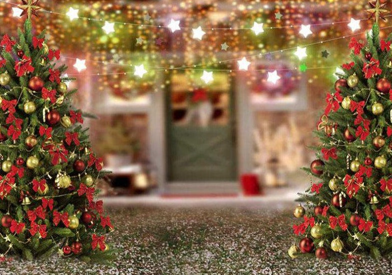 Christmas Tree Lights DEcorations Photo Studio Backdrop  G-1196